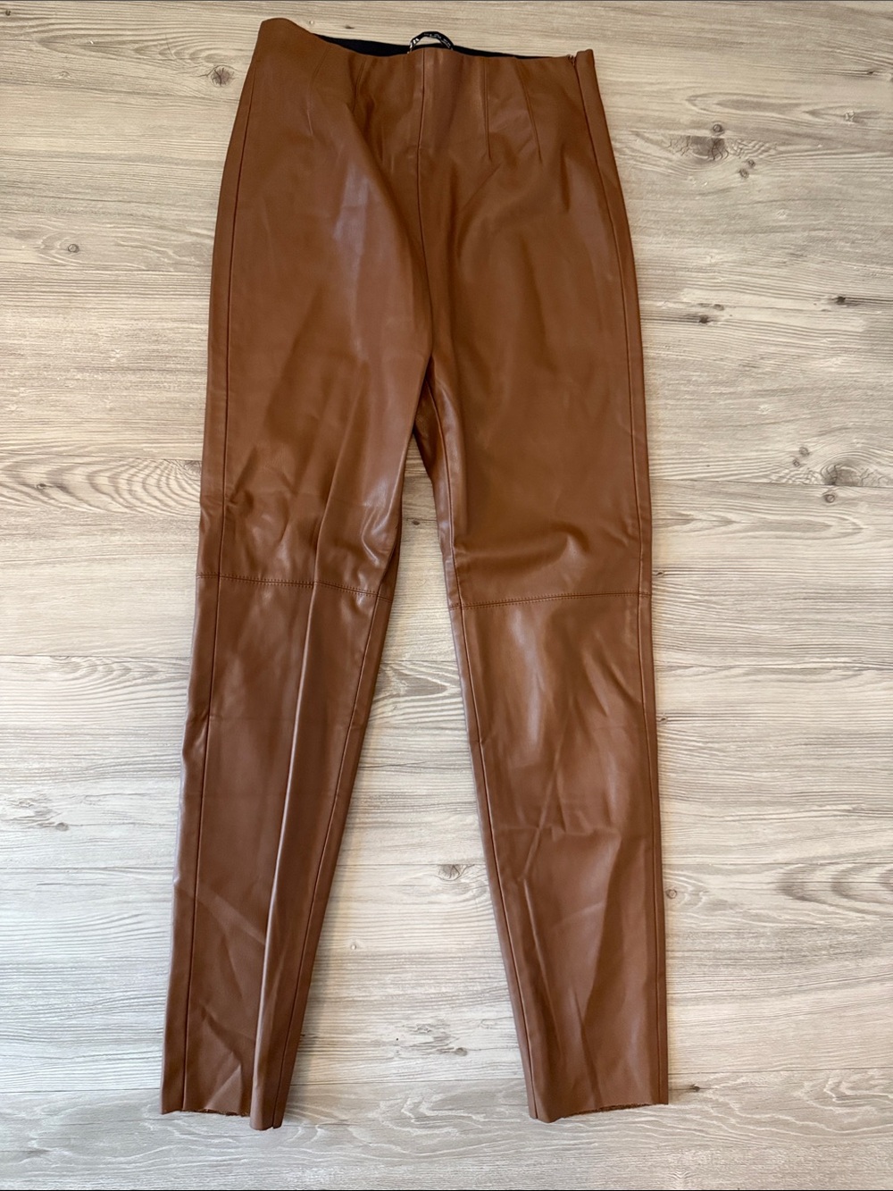 Zara Brown Faux Leather High-Waist Pants